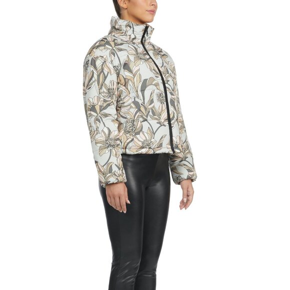 NEW Badgley Mischka Vintage Print Puffer Coat, Size L - Picture 3 of 16